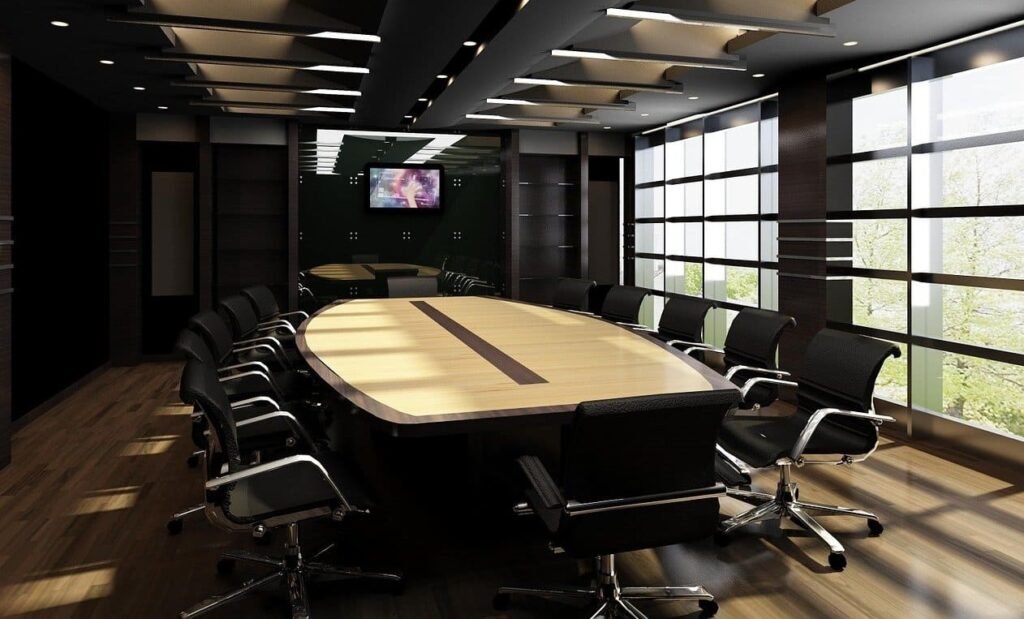 Photo d'un salle de réunion vide pour symboliser l'article sur le rapport de l'IGAS révèle des défaillances majeures dans la gestion de la crise du Covid-19 en France
