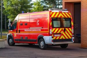 Camion de pompiers français pour illustrer l'article sur FPU, nouvelles modalités des entrées aux urgences à l'hôpital
