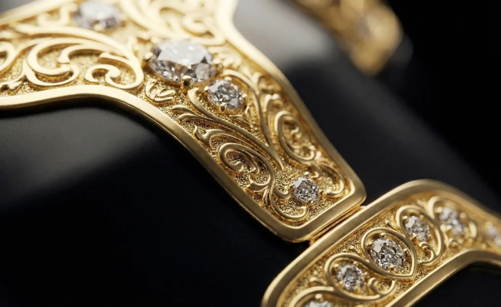 Détail de l'habillage doré de Caviar pour le robot Unitree G1